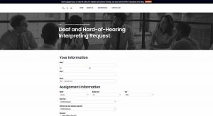 Clarity Language Access Interpreting Request Form Page Example