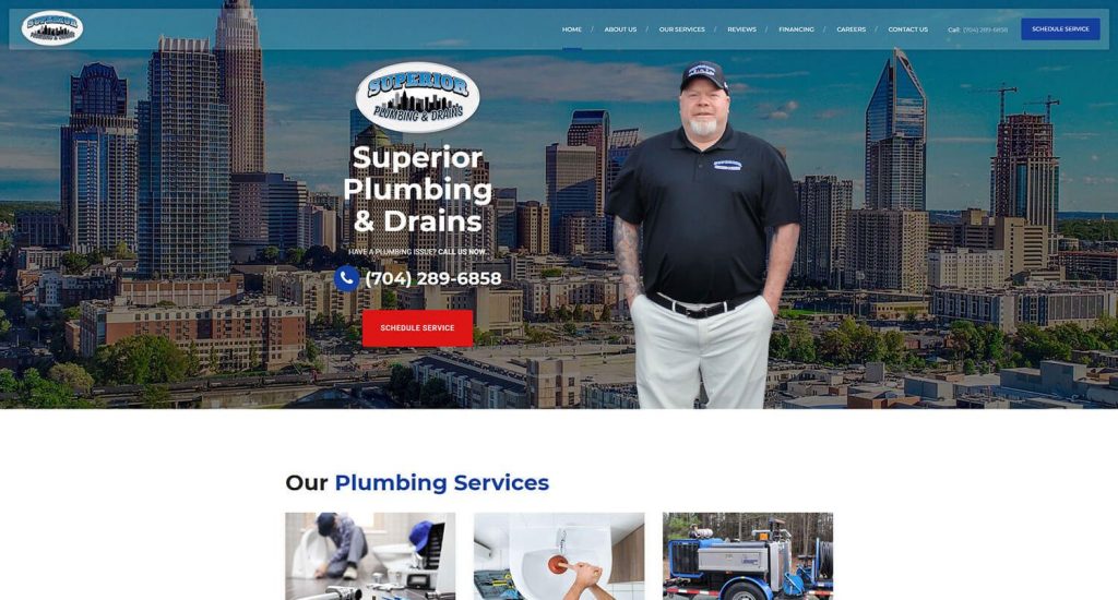 Superior Plumbing and Drains Homepage Example