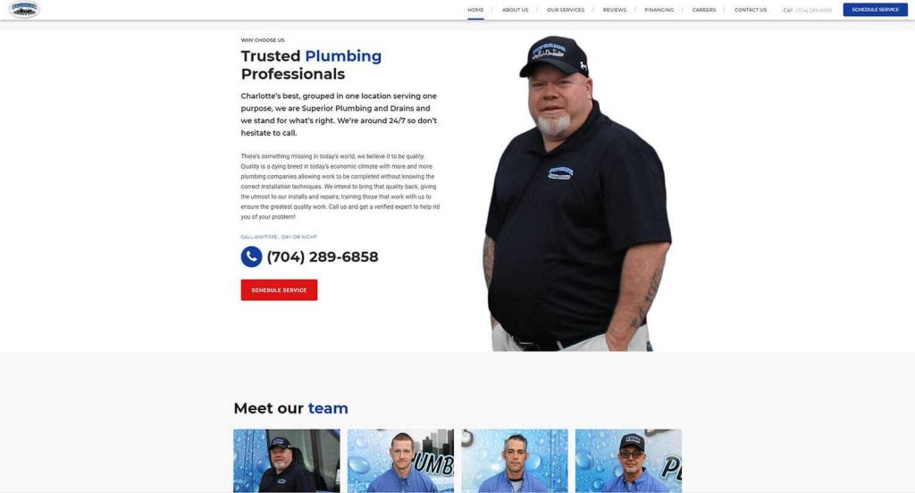 Superior Plumbing and Drains Homepage Example 4